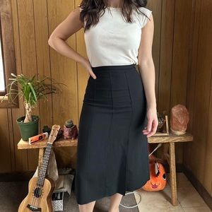 Mango black midi skirt with side slit